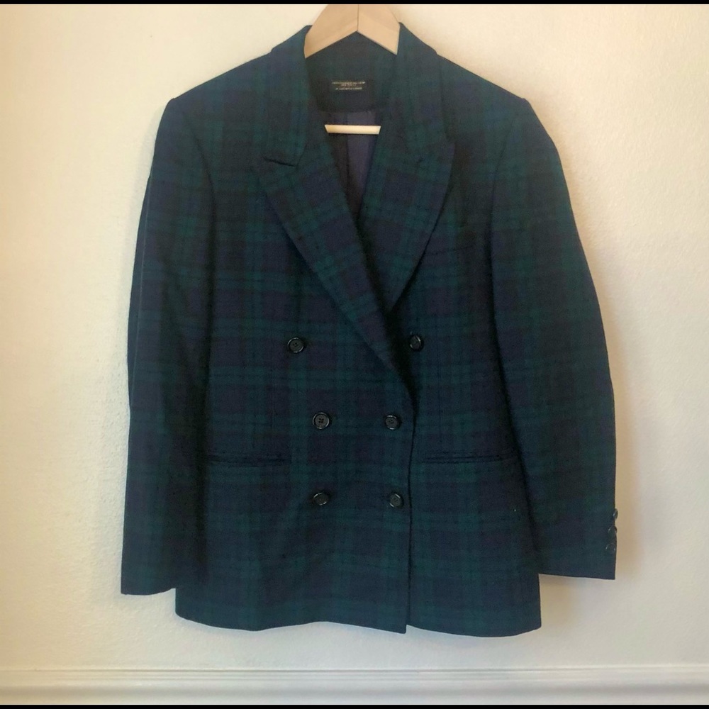 BOYD’S THREADNEEDLE STREET | Vintage Navy Green Tartan Double Breasted Blazer 4P